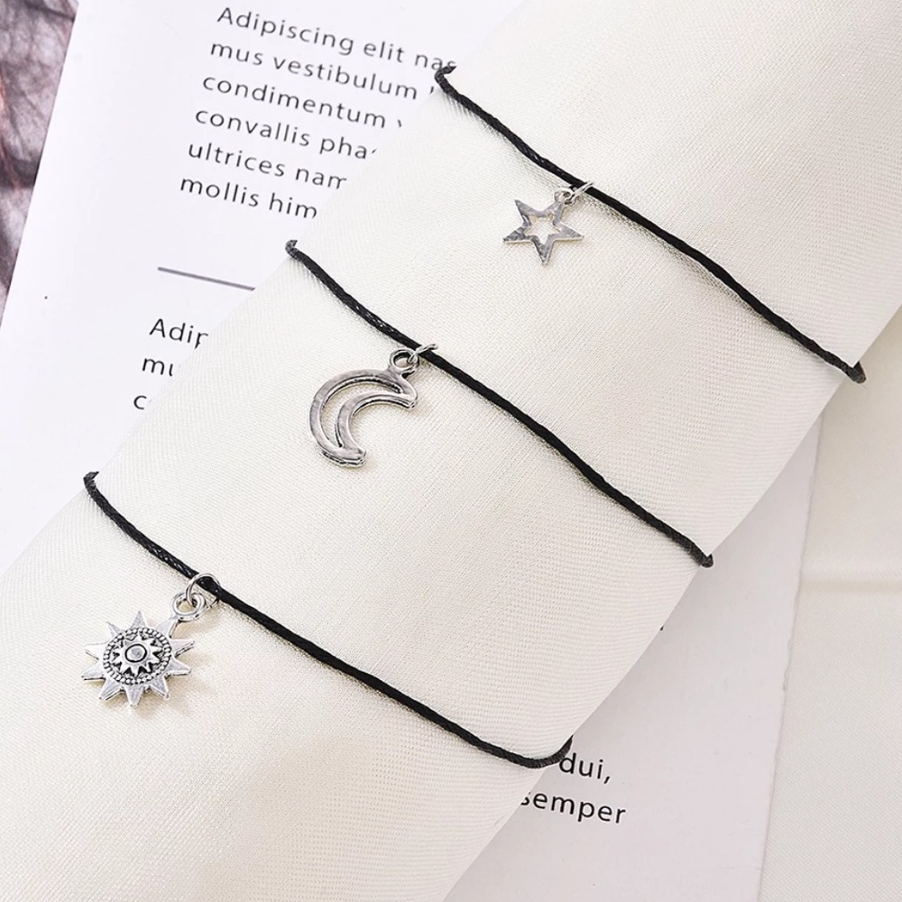 3pcs set of Sun, Moon and Star Bracelets
